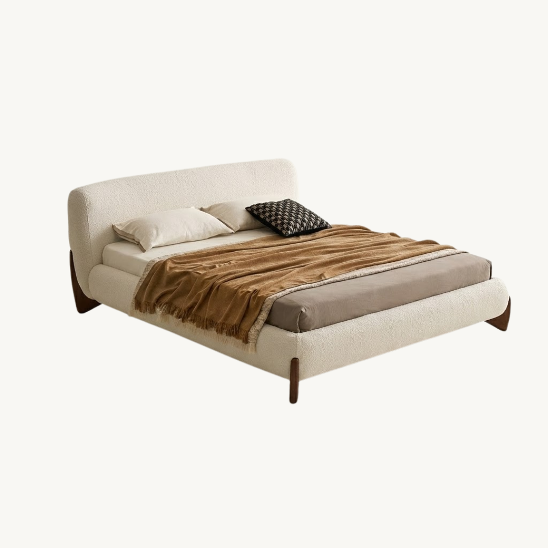 Siena Nordic Teddy Velvet Upholstered Bed with Wood Frame