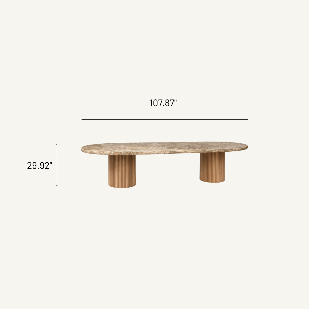 Malmo Solid Wood Dining Table with Marble Top 107"