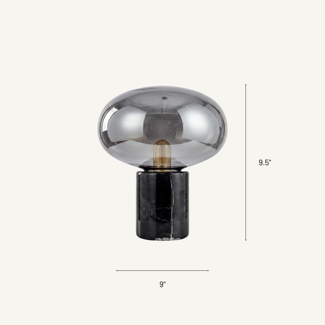 Onyx Black Marble and Glass Globe Table Lamp