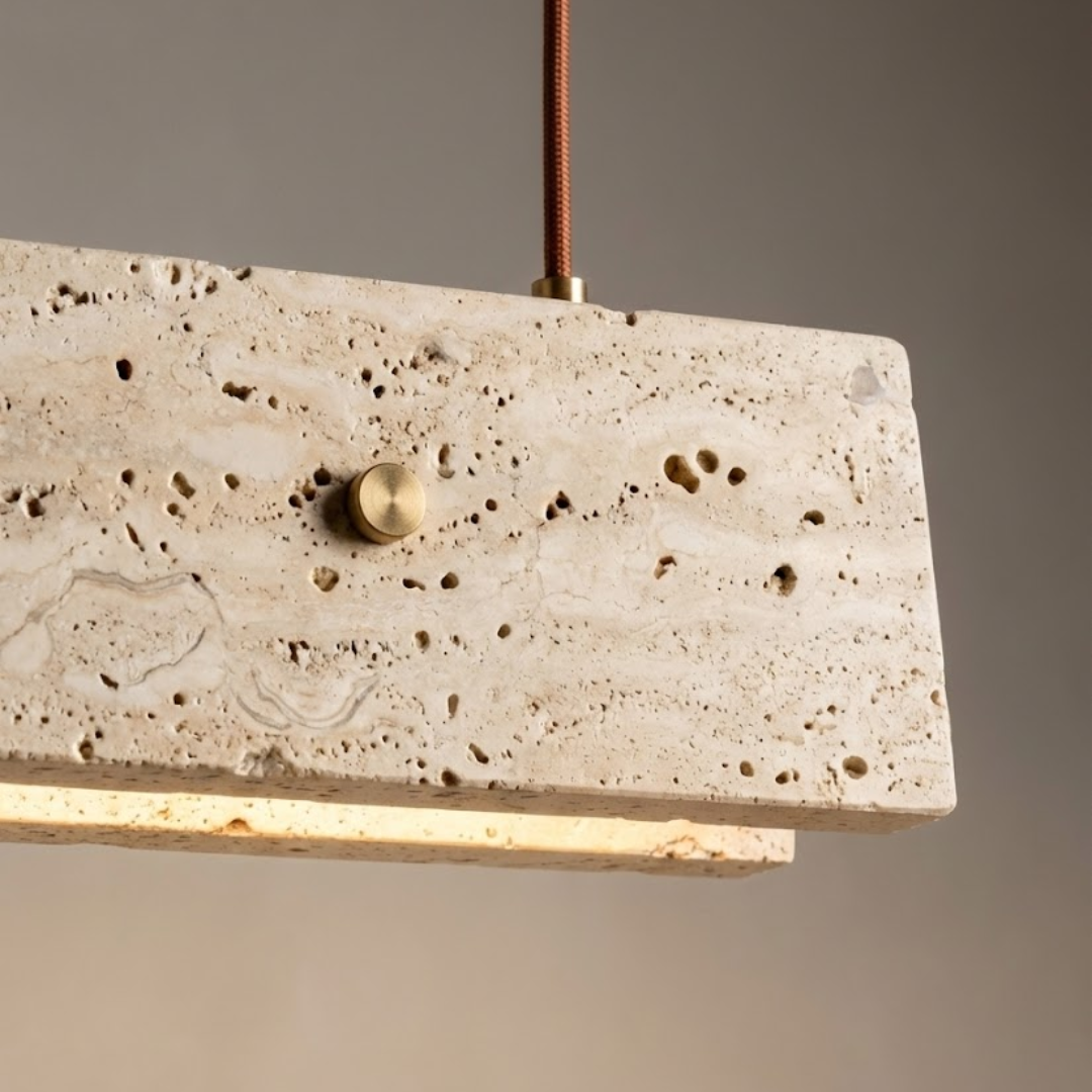 Sado Travertine Stone Linear Pendant Light
