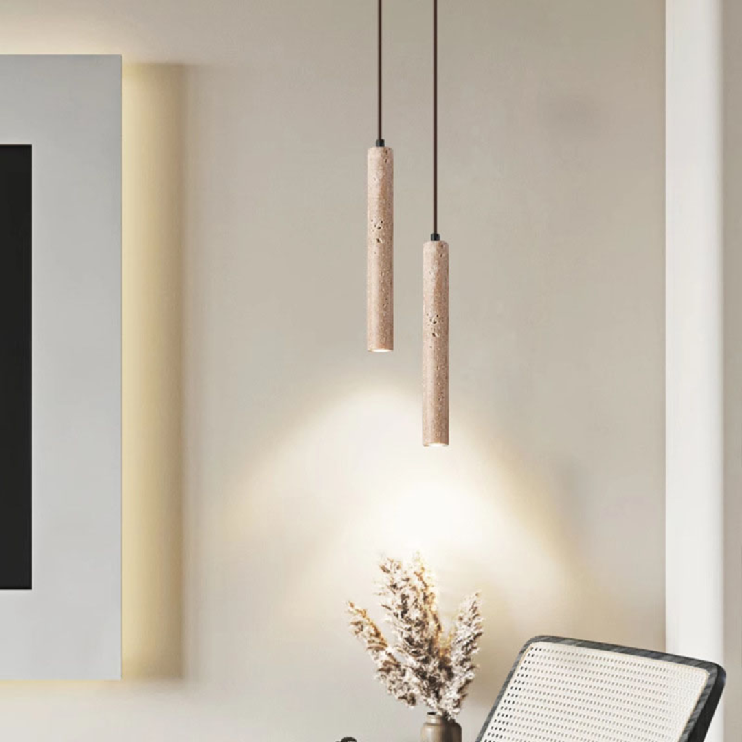Siena Travertine Pendant Light Long