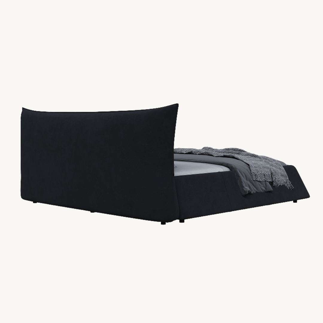 Helsinki Modern Convertible Queen Platform Bed with Velvet Headboard