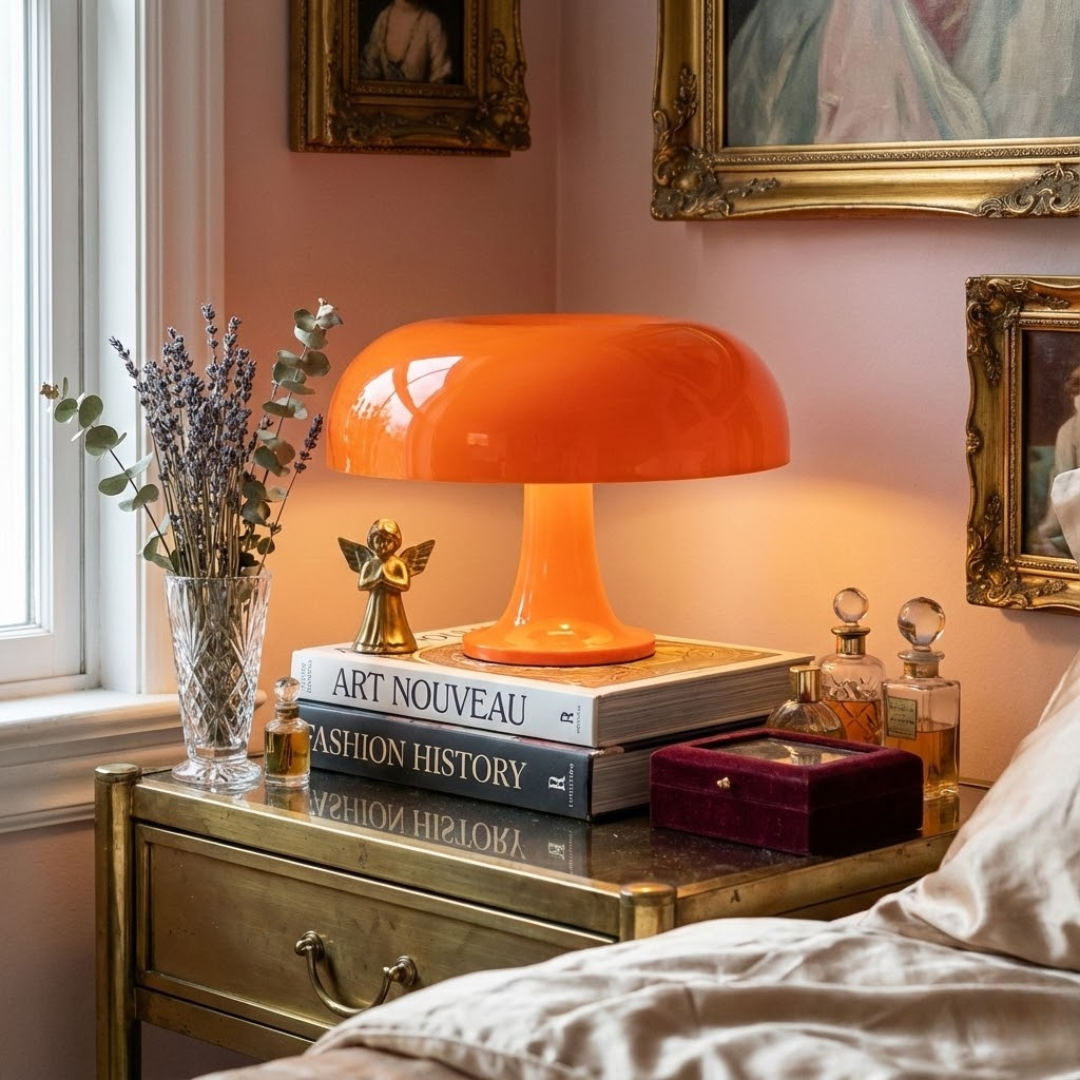 Tangerine Touch-Control Mushroom Table Lamp