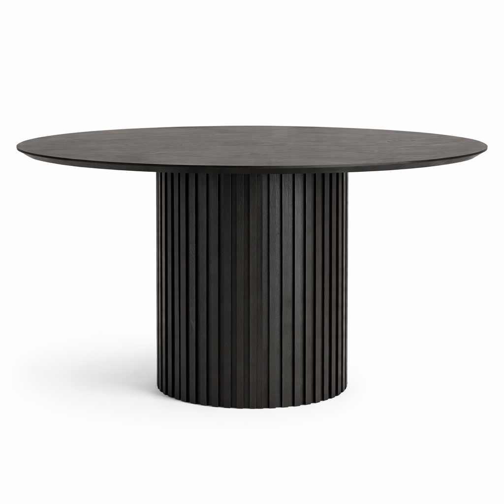 Torino Mid-Century Round Dining Table in Black