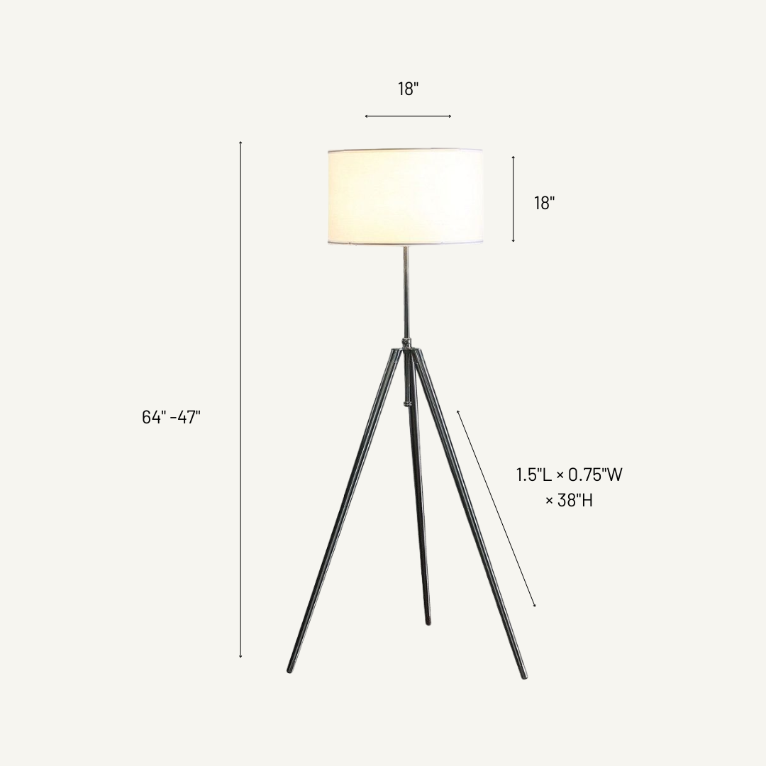 Tribeca Adjustable Chrome Tripod Floor Lamp