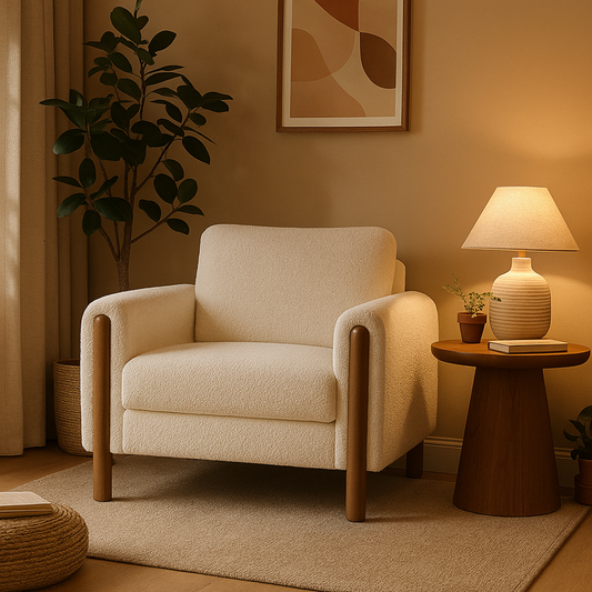 Nara Modern Single Seat Lounge Chair with Solid Wood Frame