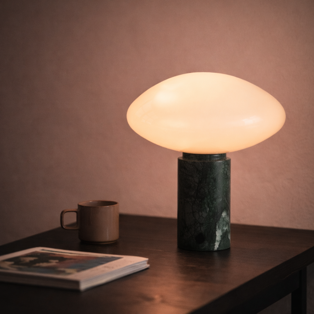 Como Mist Luxury Marble & Glass Dome Table Lamp