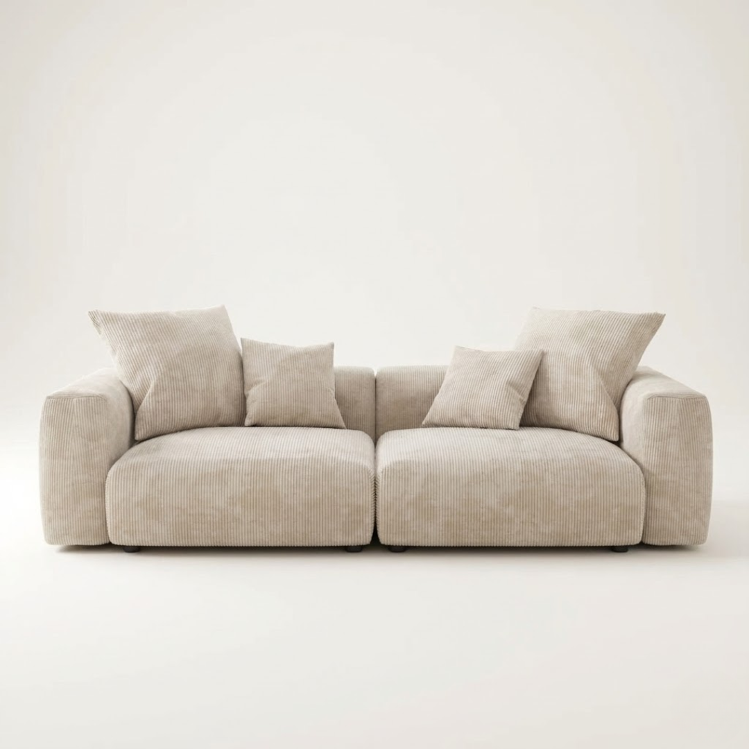Lyon Corduroy Velvet Three-Seater Sofa