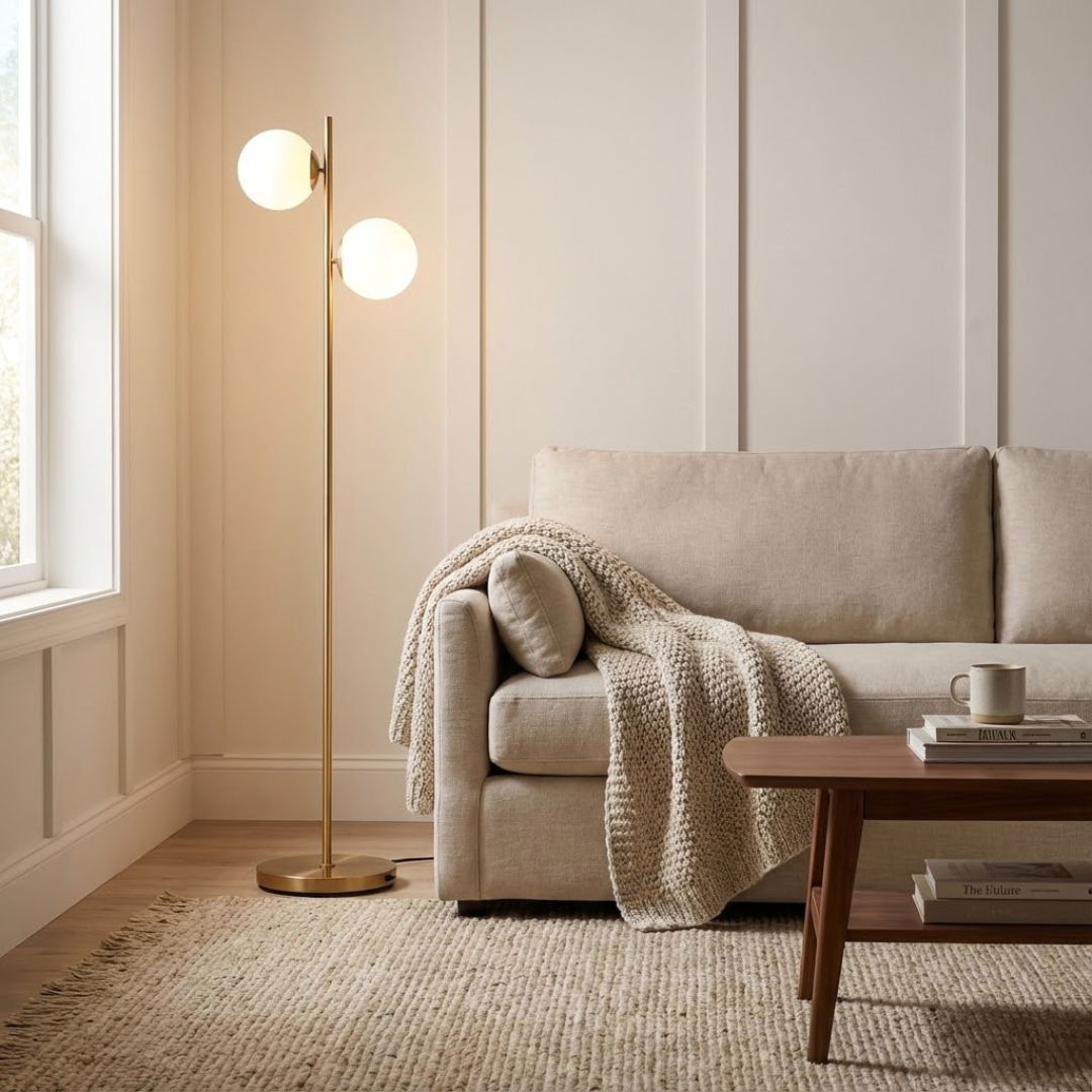 Gemini Dual Globe Glass Floor Lamp