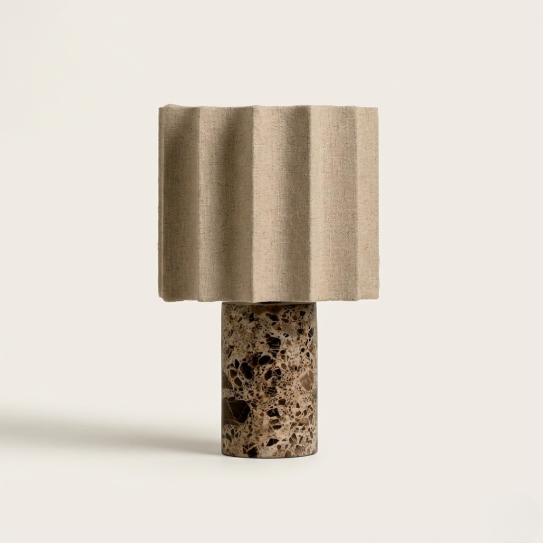 Capri Cordless Marble and Linen Table Lamp