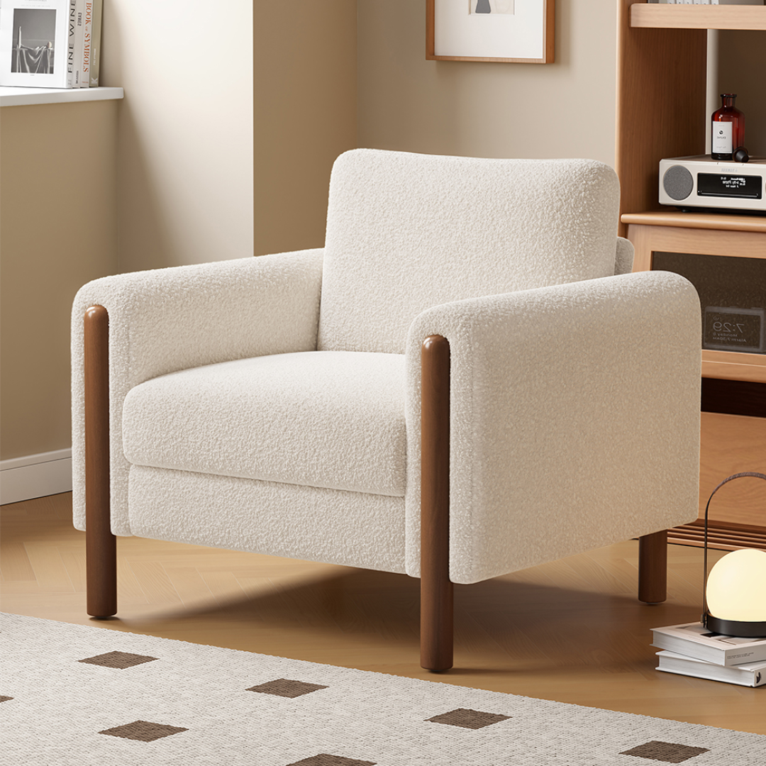 Nara Modern Single Seat Lounge Chair with Solid Wood Frame