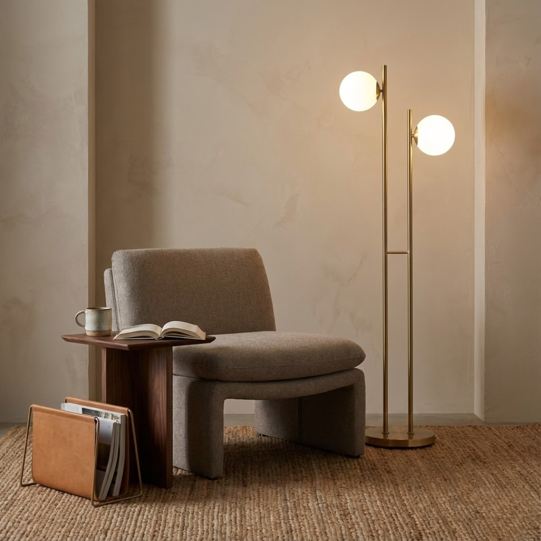 Gemini Dual Globe Glass Floor Lamp