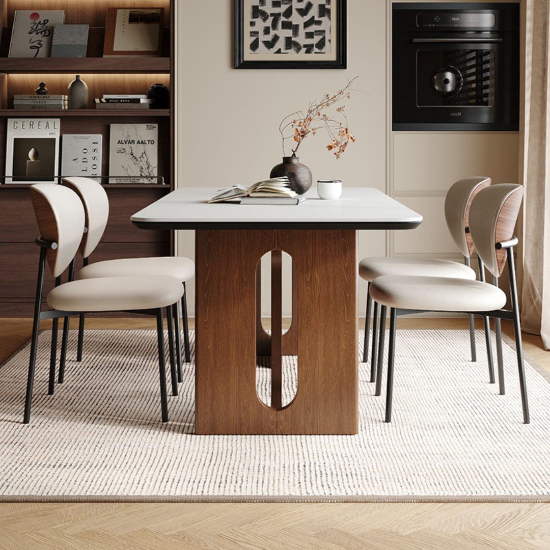 Rouen American Mid-Century Solid Wood Dining Table White