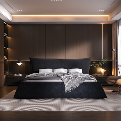 Stockholm Modern Convertible Queen Platform Bed with Velvet Headboard