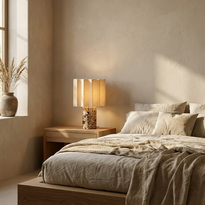 Capri Cordless Marble and Linen Table Lamp