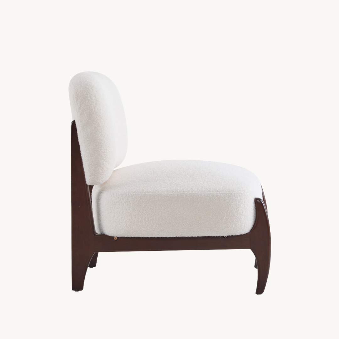 Bergen Modern Boucle Lounge Chair with Solid Wood Frame