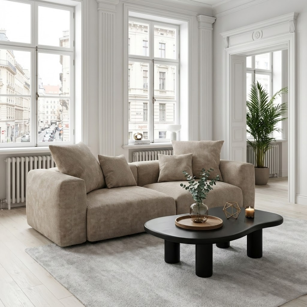 Lyon Corduroy Velvet Three-Seater Sofa