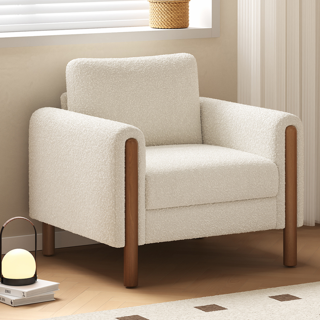 Nara Modern Single Seat Lounge Chair with Solid Wood Frame