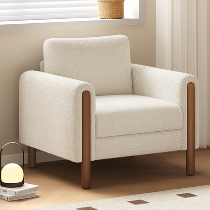 Nara Modern Single Seat Lounge Chair with Solid Wood Frame