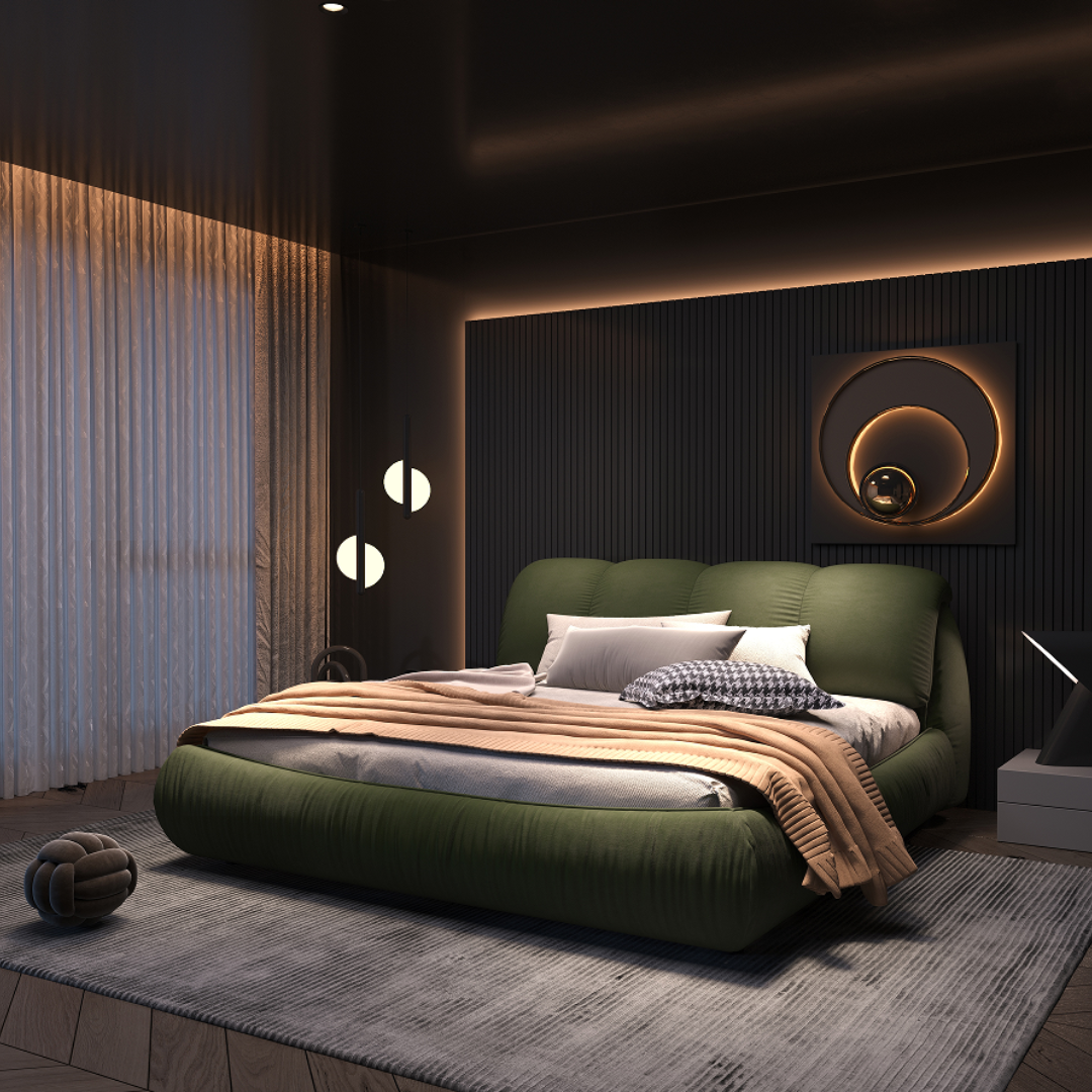 Copenhagen Modern Queen Platform Bed with Oversized Tufted Headboard