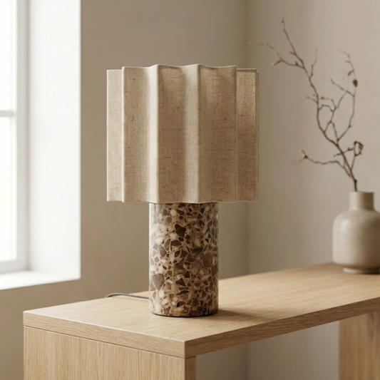 Capri Cordless Marble and Linen Table Lamp