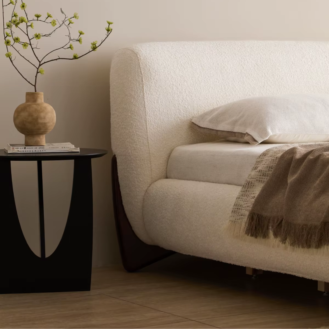 Siena Nordic Teddy Velvet Upholstered Bed with Wood Frame