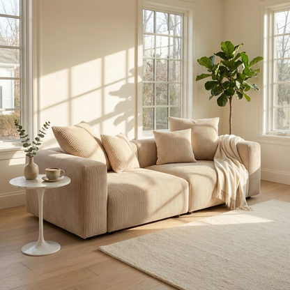 Lyon Corduroy Velvet Three-Seater Sofa