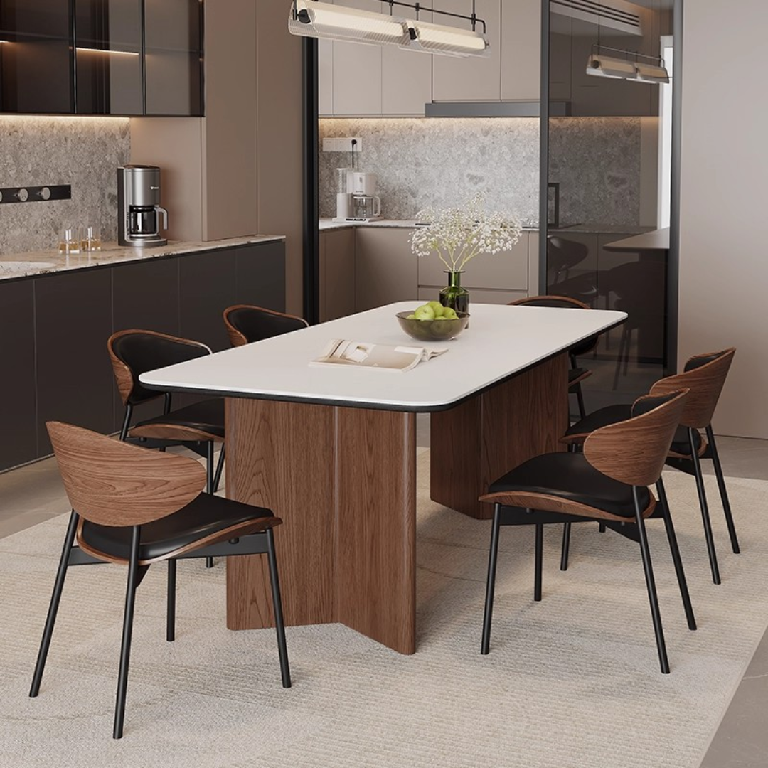 Rouen American Mid-Century Solid Wood Dining Table White