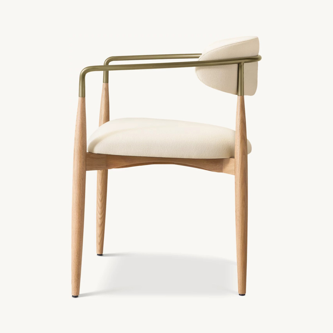 Lund Scandinavian Solid Wood Dining Chair with Armrest