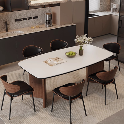 Rouen American Mid-Century Solid Wood Dining Table White