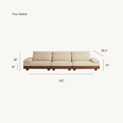 Nara Nordic Retro Solid Wood Sofa