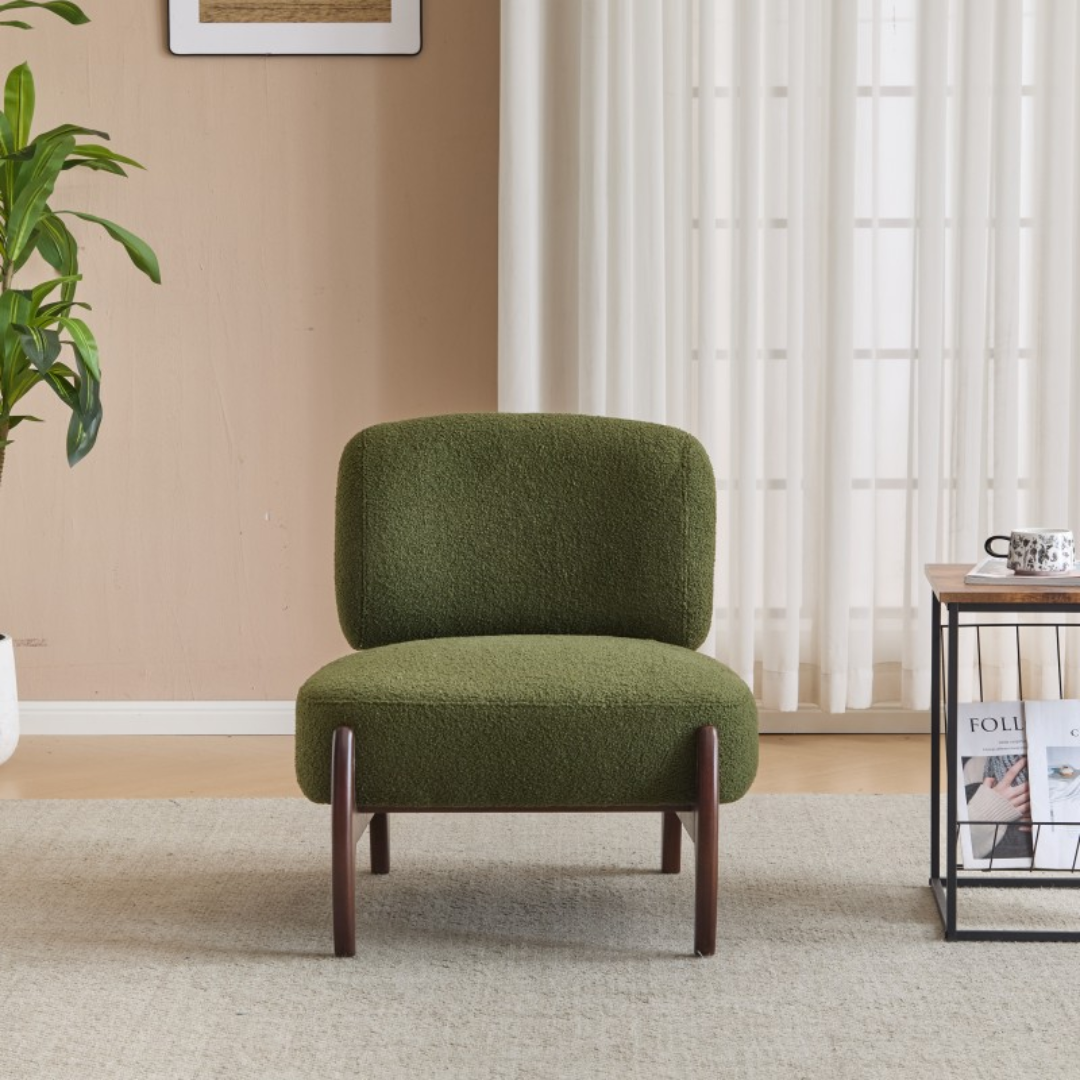 Bergen Modern Boucle Lounge Chair with Solid Wood Frame