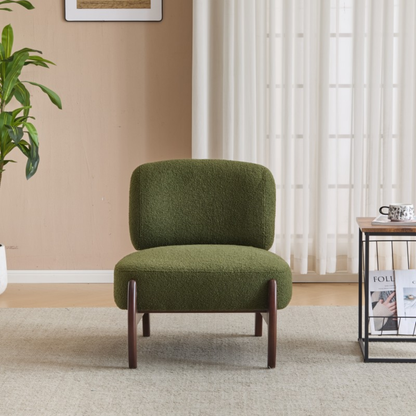 Bergen Modern Boucle Lounge Chair with Solid Wood Frame