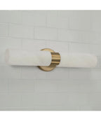 Alyssa Alabaster and Brass Double Wall Sconce