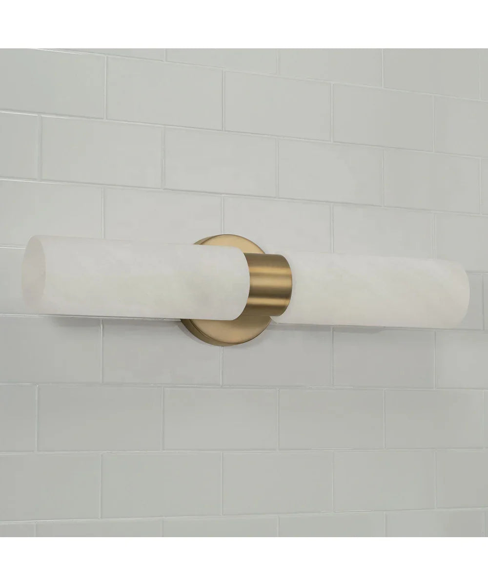 Alyssa Alabaster and Brass Double Wall Sconce