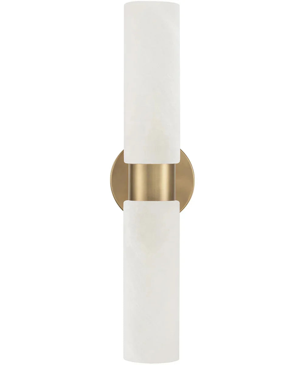 Alyssa Alabaster and Brass Double Wall Sconce