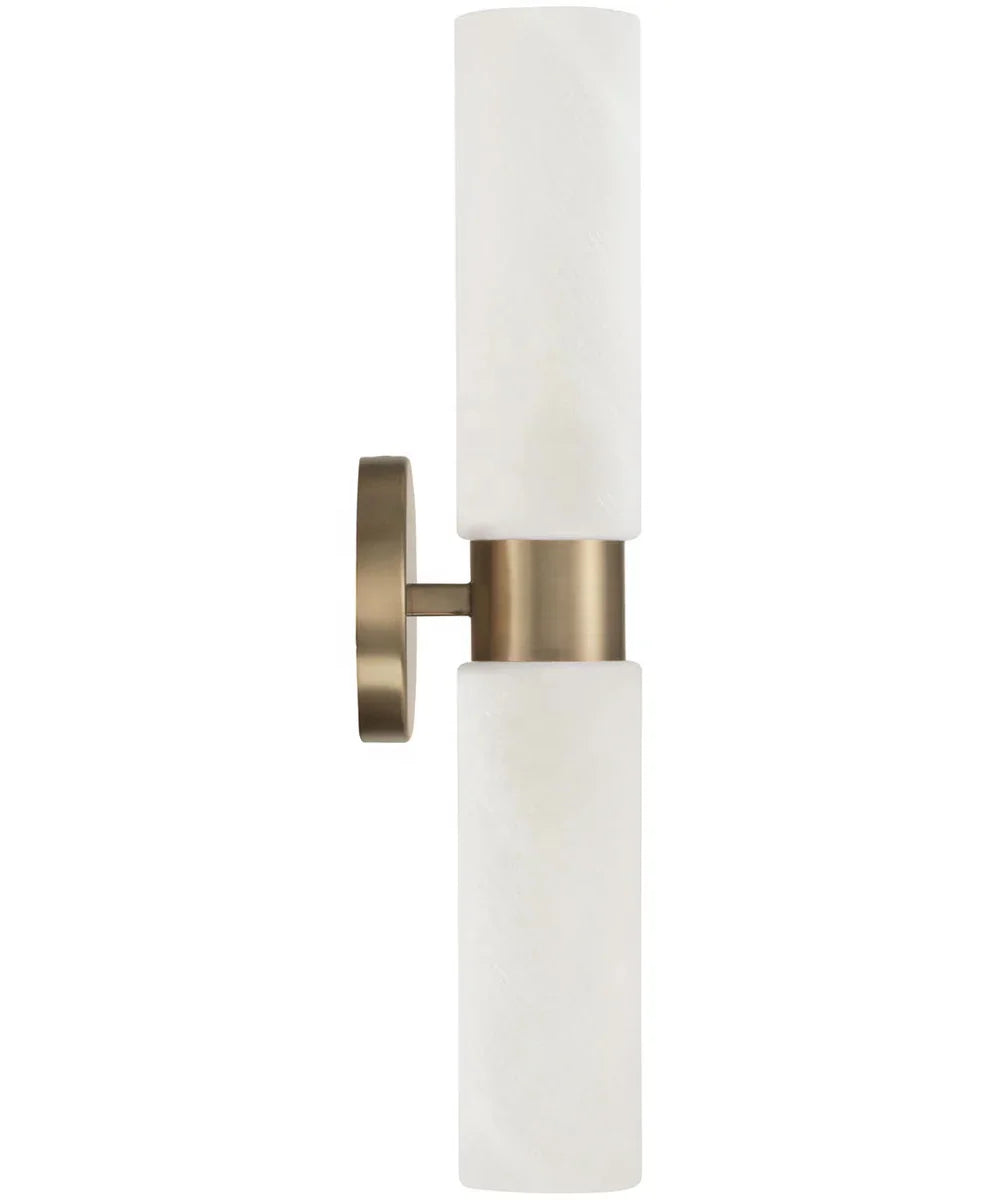 Alyssa Alabaster and Brass Double Wall Sconce