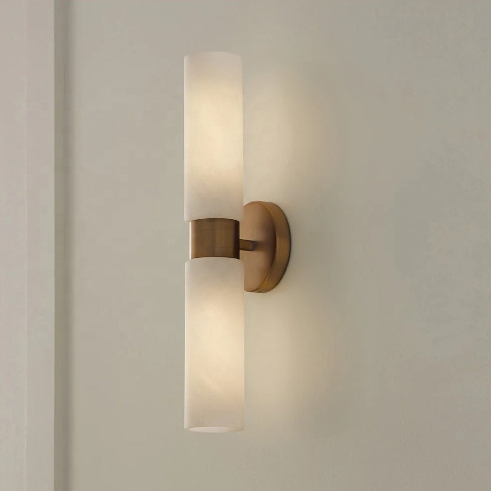 Alyssa Alabaster and Brass Double Wall Sconce