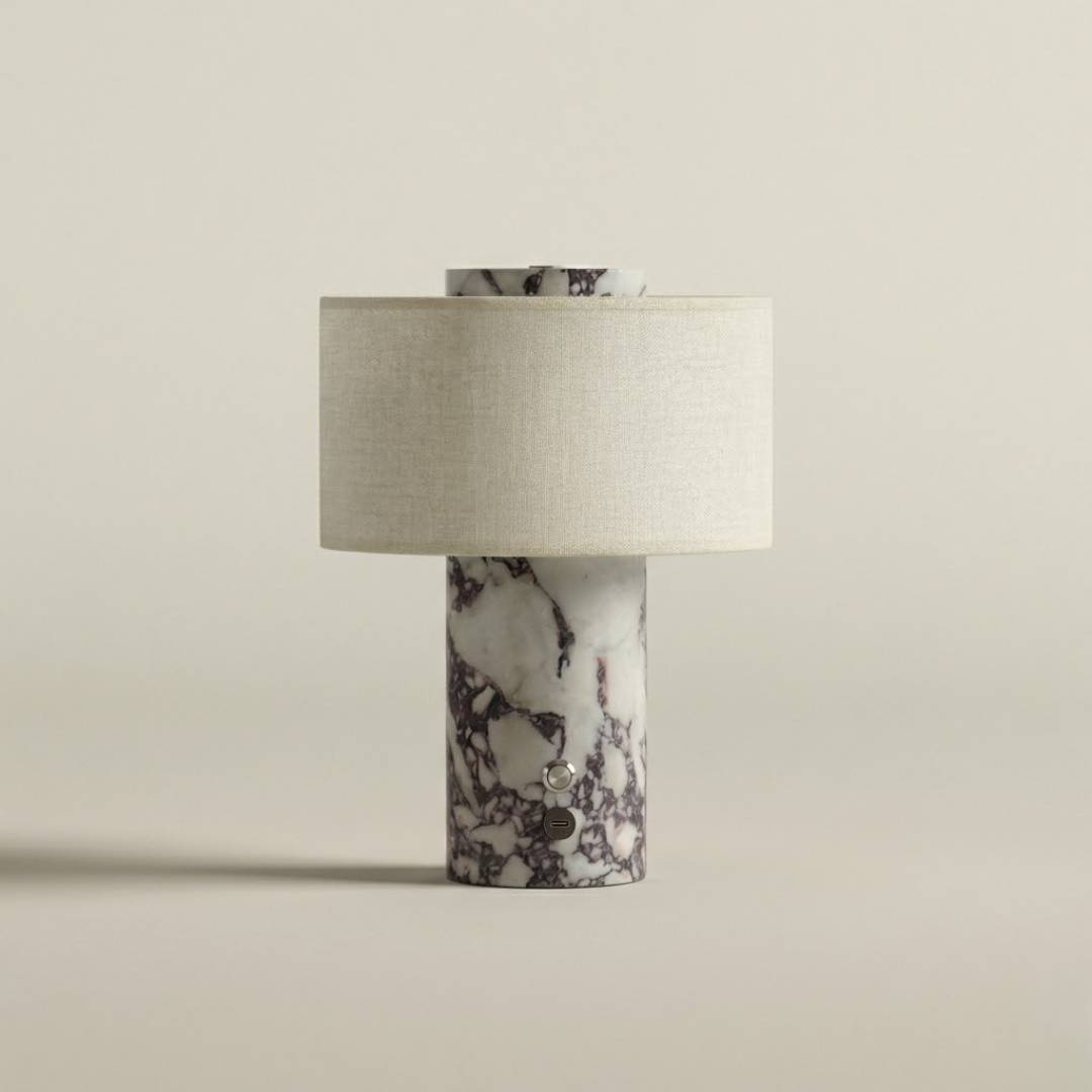 Amalfi Portable Table Lamp in Stone and Linen