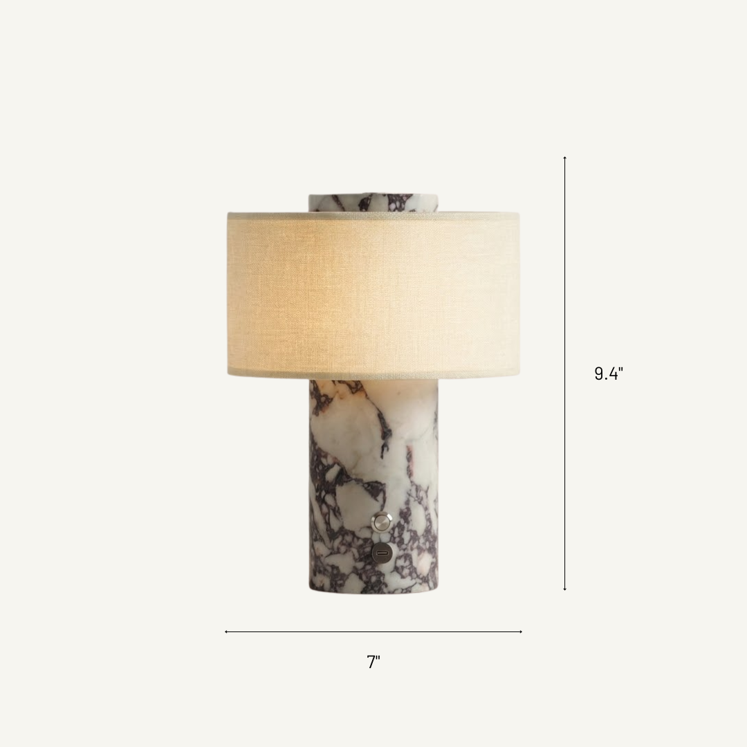 Amalfi Portable Table Lamp in Stone and Linen