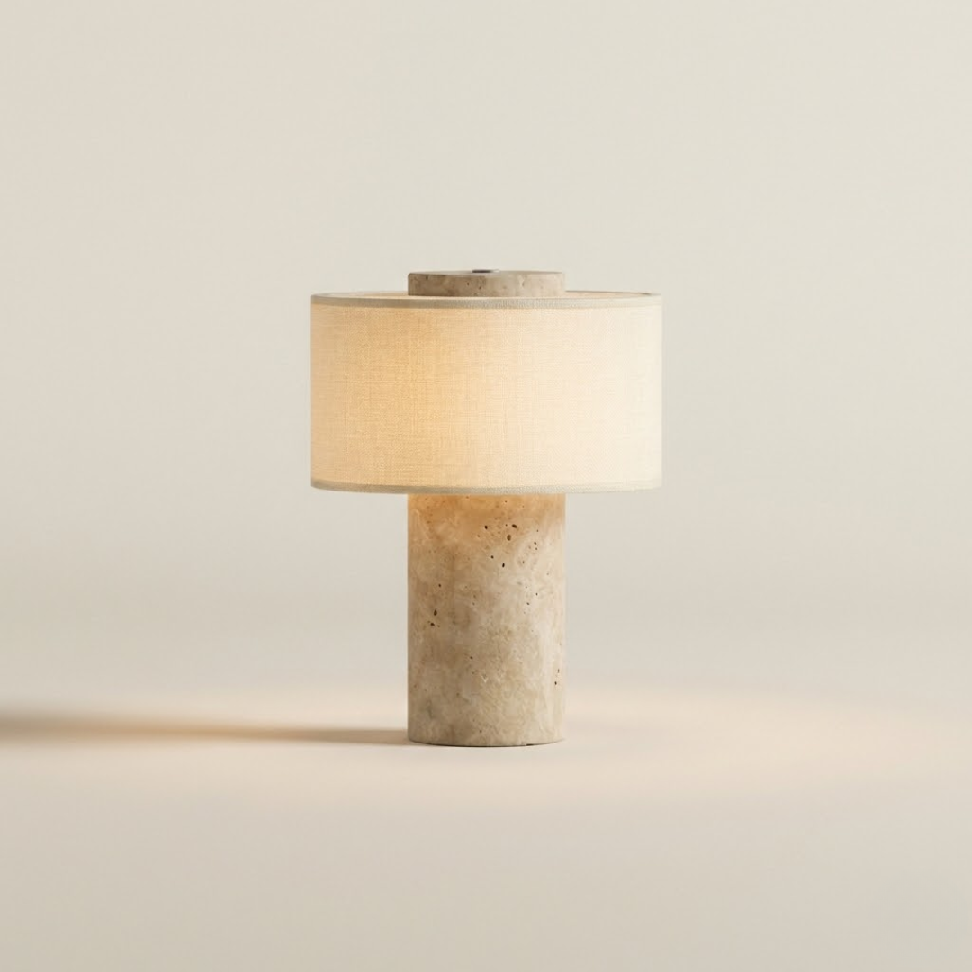 Amalfi Portable Table Lamp in Stone and Linen