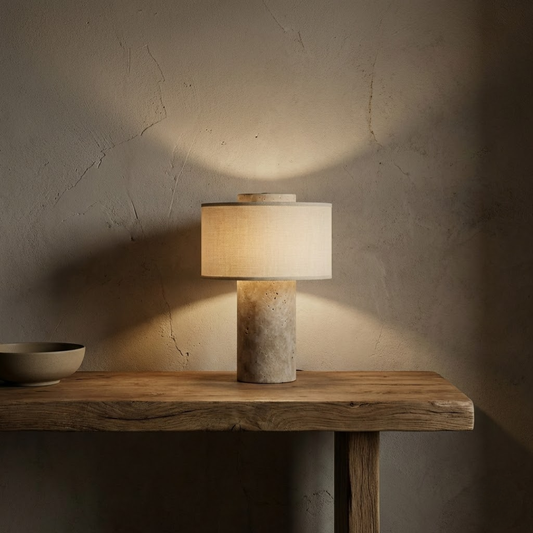 Amalfi Portable Table Lamp in Stone and Linen