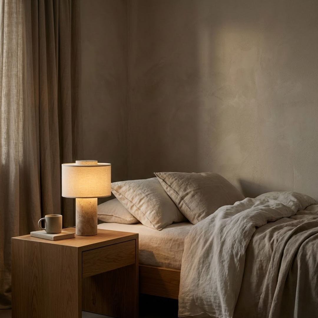 Amalfi Portable Table Lamp in Stone and Linen