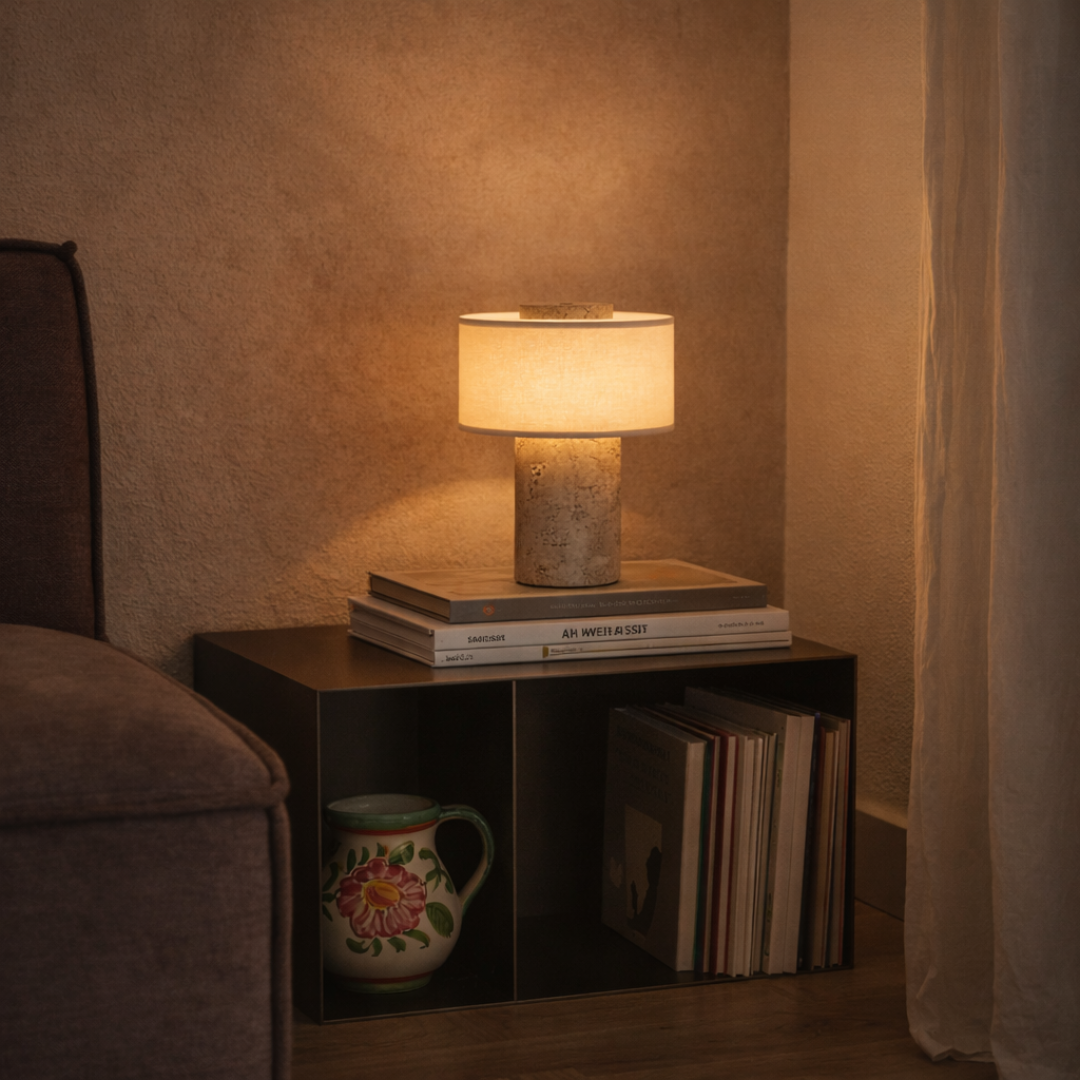 Amalfi Portable Table Lamp in Stone and Linen
