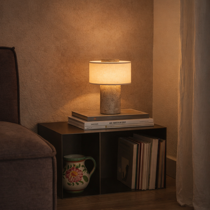 Amalfi Portable Table Lamp in Stone and Linen