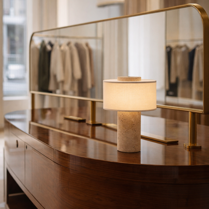 Amalfi Portable Table Lamp in Stone and Linen