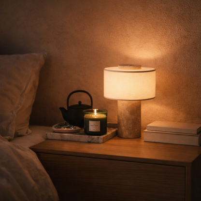 Amalfi Portable Table Lamp in Stone and Linen