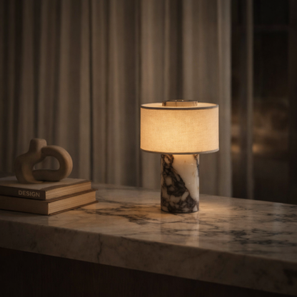Amalfi Portable Table Lamp in Stone and Linen
