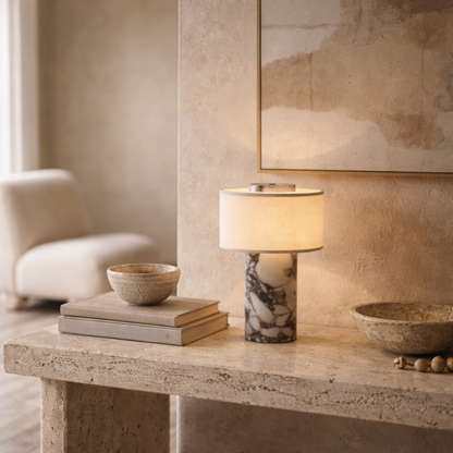 Amalfi Portable Table Lamp in Stone and Linen
