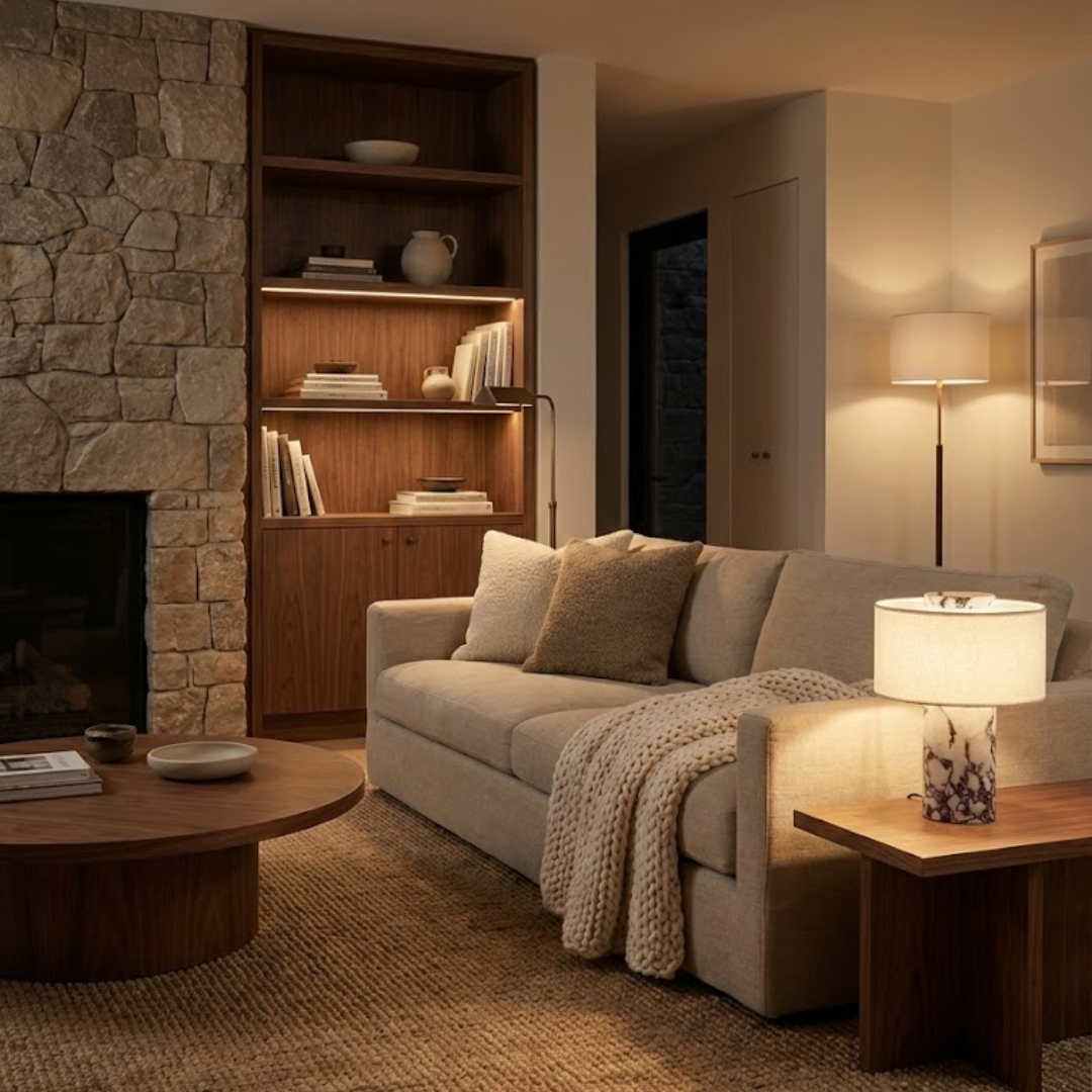 Amalfi Portable Table Lamp in Stone and Linen